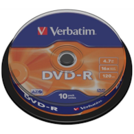 Płyta DVD-R Verbatim 4,7GB 16X Cake 10 43523