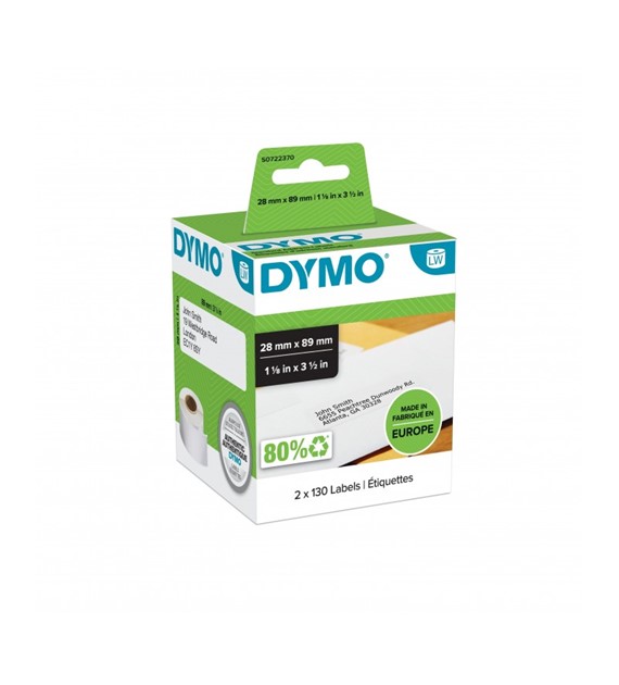 Dymo etykiety papierowe 89mm x 28mm białe 99010