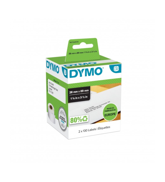 Dymo etykiety papierowe 89mm x 28mm białe 99010