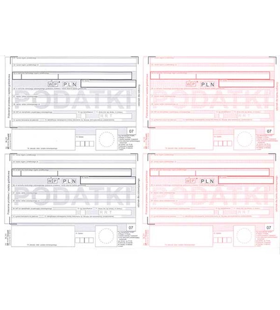 Druk Polecenie Przelewu Wpłaty Gotówkowej Podatki A4 K-71 4xA6 Sieradzki
