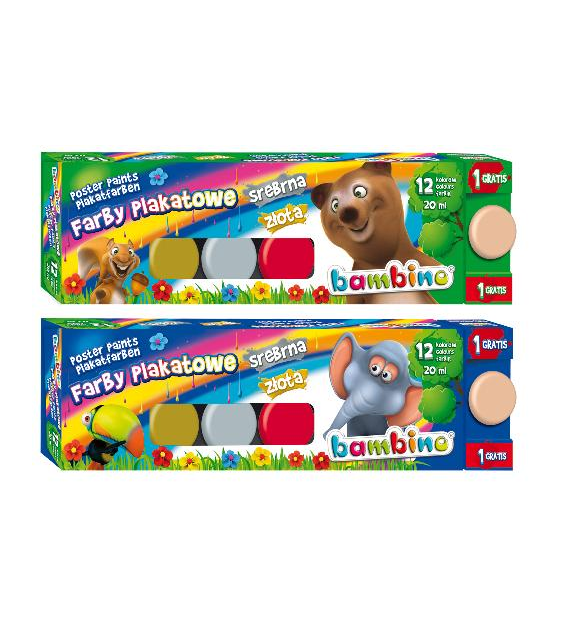 Farby Plakatowe 12kol 20ml Bambino 001581 Majewski