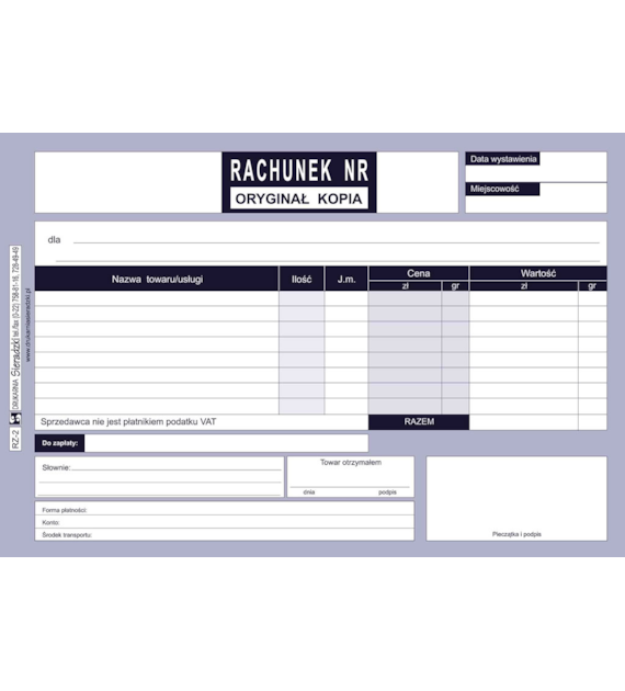 Druk Rachunek A5 RZ-2 Sieradzki