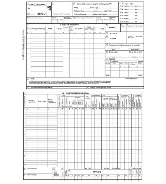 Druk Karta Drogowa A4 D-1 SM-102 Sieradzki
