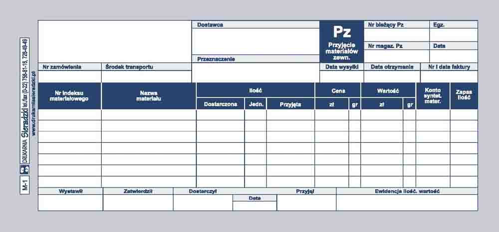 Druk Pz 1/3 A4 Wielopozycyjna M-1 Sieradzki