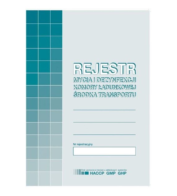 Druk Rejestr Mycia I Dezynfekcji Komory Ładunkowej Środka Transportu Michalczyk I Prokop H91-3