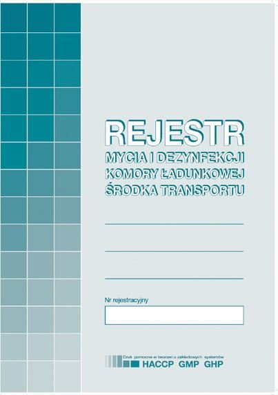 Druk Rejestr Mycia I Dezynfekcji Komory Ładunkowej Środka Transportu Michalczyk I Prokop H91-3