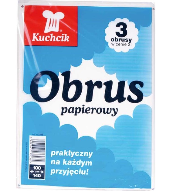 Obrus Papierowy Biały 100cm x 140cm 3szt. 3303  Kuchcik