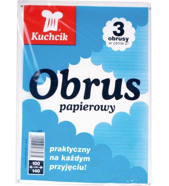 Obrus Papierowy Biały 100cm x 140cm 3szt. 3303  Kuchcik