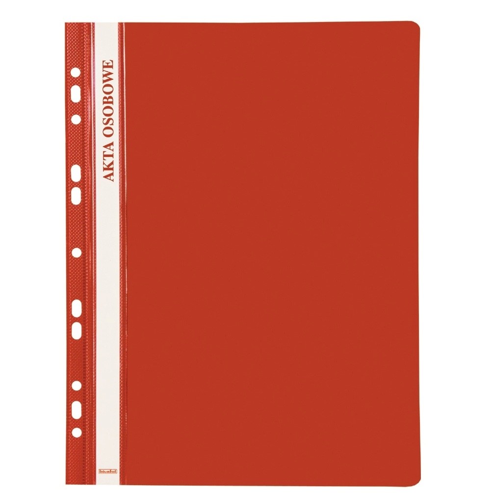 Skoroszyt Akt Osobowych Plasikowy Czerwony opk. 10 szt. Biurfol