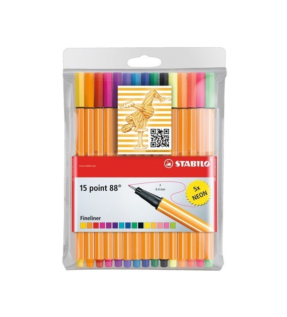 Cienkopis Stabilo Point 88 Etui 15szt. Neon 8815-1