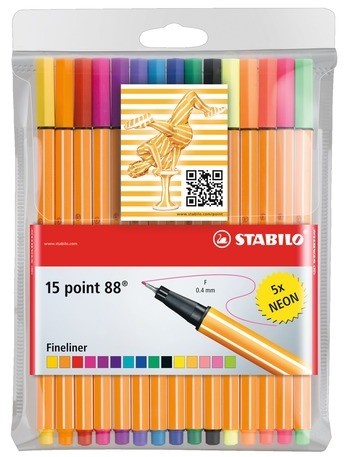 Cienkopis Stabilo Point 88 Etui 15szt. Neon 8815-1