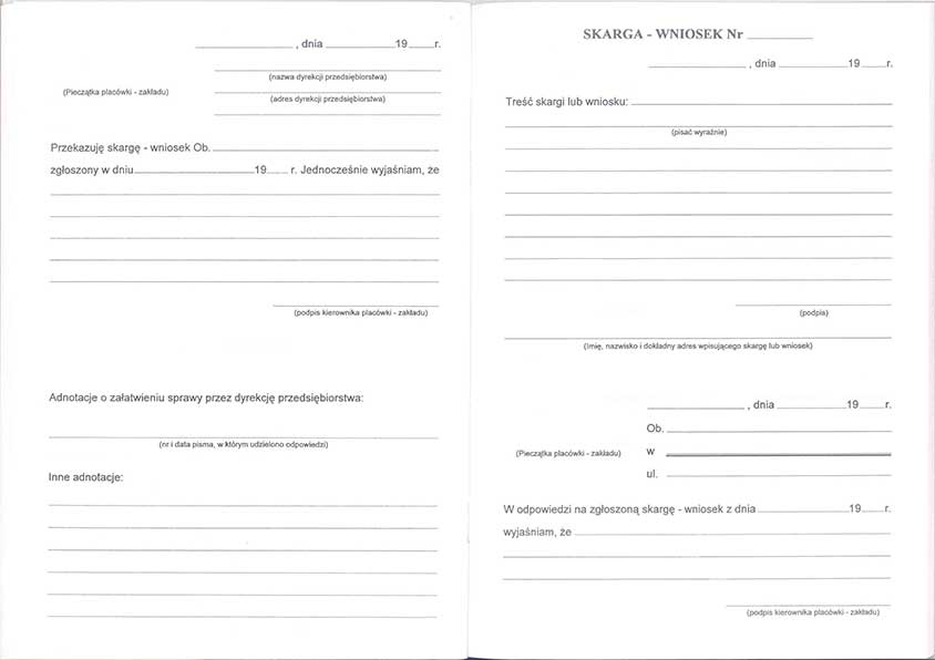 Druk Książka Skarg I Wniosków A5 RR-15 Sieradzki