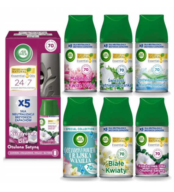 Odświeżacz Powietrza Automatyczny Urządzenie+Wkład 250ml Mix Zapachów AirWick