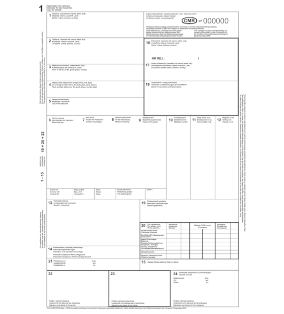 Druk List Przewozowy CMR 4-Odcinkowy Numerowany S-3/4 Sieradzki
