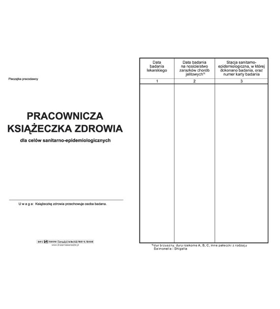 Druk Pracownicza Książeczka Zdrowia BHP A6 Sieradzki BHP-2