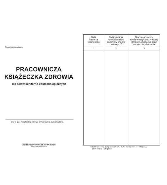 Druk Pracownicza Książeczka Zdrowia BHP A6 Sieradzki BHP-2