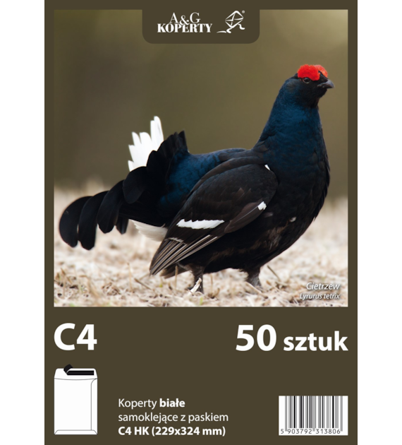 Koperta C4 HK Biała opk. 50szt. Folia A&G 7286