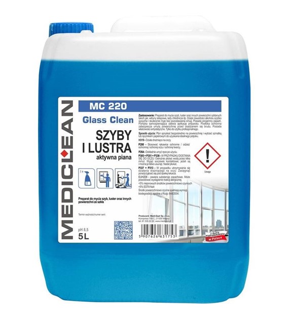 Płyn Do Mycia Szyb I Luster Glass Clean MediClean 5L MC 220