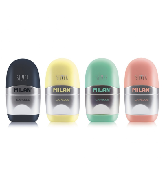 Temperówko-Gumka Pojedyńcza Capsula Silver Milan 4714112 opk 12 szt