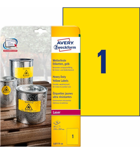 Etykiety Samoprzylepne Avery Żółte Opk. 20szt. L6111-20