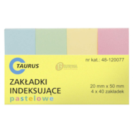 Zakładki Indeksujące Papierowe 20x50mm Pastel 48-120077 Taurus