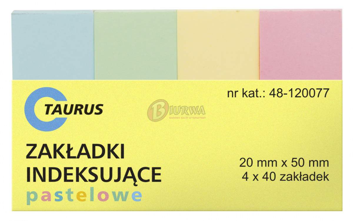 Zakładki Indeksujące Papierowe 20x50mm Pastel 48-120077 Taurus