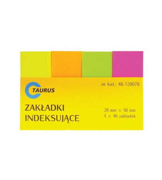 Zakładki Indeksujące Papierowe 20x50mm Neonowe 48-120078 Taurus