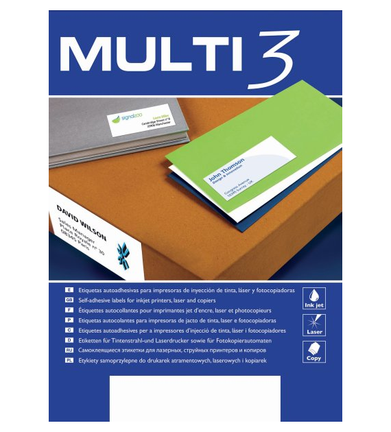 Etykiety Samoprzylepne Multi 3 A4 Mix Rozm. opk. 100 szt. AP10490