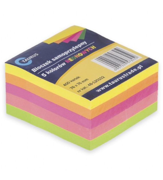 Bloczek Samoprzylepny 76x76mm 400szt mix neon 48-120102 Taurus