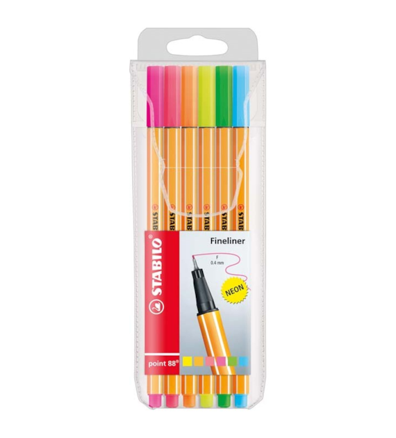 Cienkopis Stabilo Point Kpl. 6szt. 88/6-1 NEON