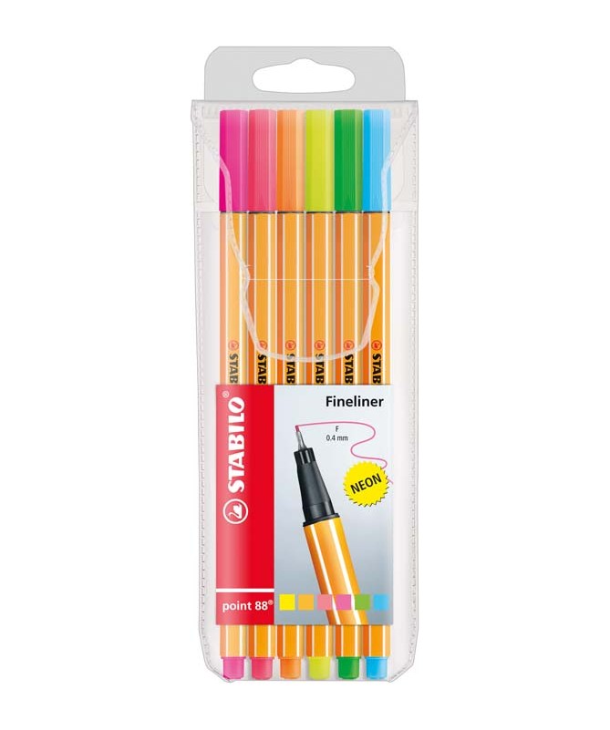 Cienkopis Stabilo Point Kpl. 6szt. 88/6-1 NEON
