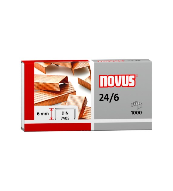 Zszywki 24/6 opk 1000szt. 040-0206 Miedziowane  Novus
