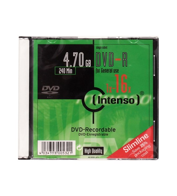 Płyta DVD-R Slim Intenso 4.7 GB 16x 120min.10szt. IHQ 4101652