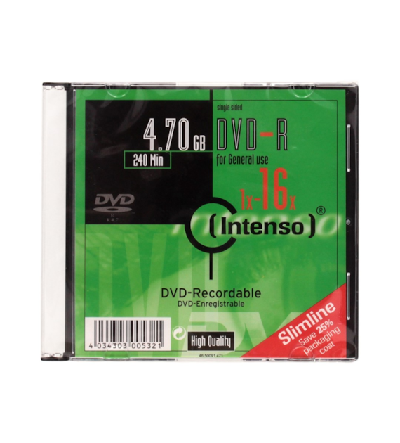 Płyta DVD-R Slim Intenso 4.7 GB 16x 120min. IHQ 4101652