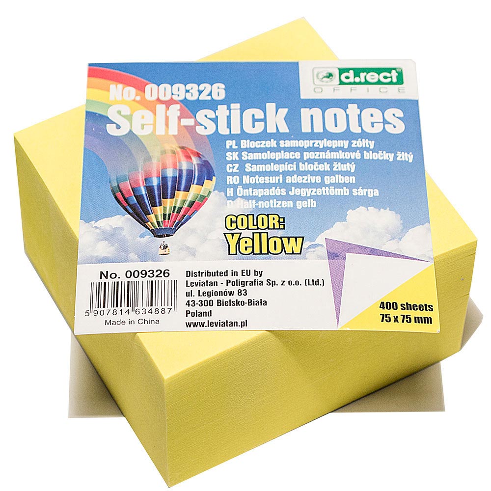 Bloczek Samoprzylepny 51x51mm 400 kartek  żółty 009505 D'Rect