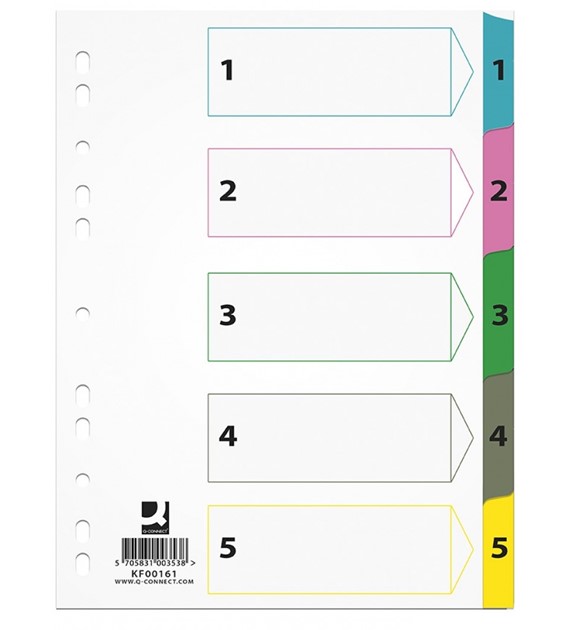 Przekładki Kartonowe Mylar A4 1-5 KF00161 Q-Connect