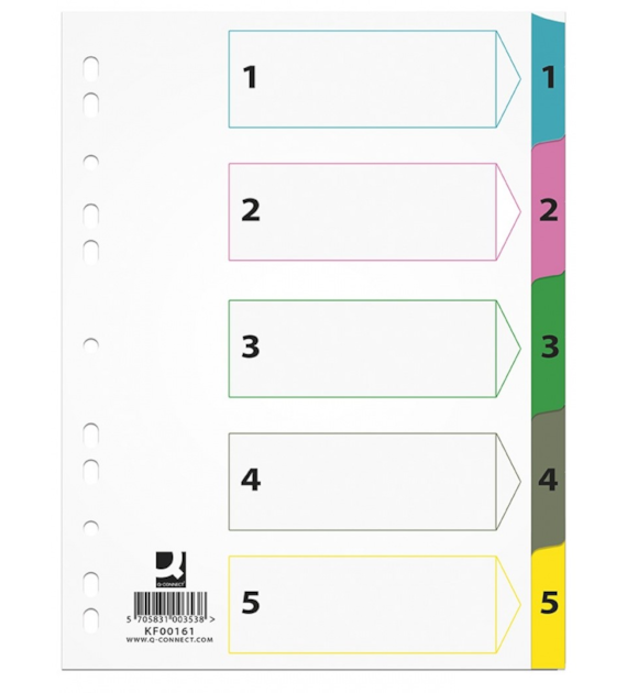 Przekładki Kartonowe Mylar A4 1-5 KF00161 Q-Connect