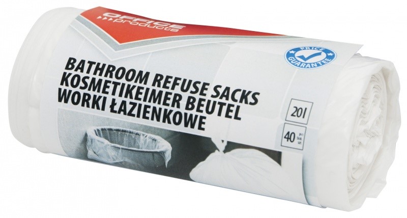 Worki Na śmieci 20L Białe HDPE 40szt 22025169-14 Office Products