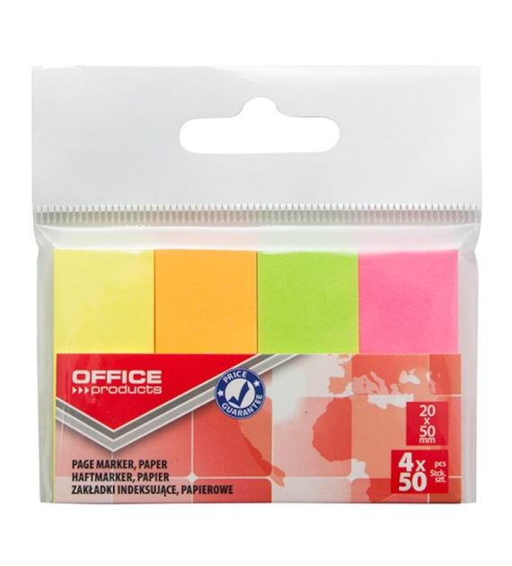 Zakładki Indeksujące Papierowe 20x50mm 4x50 Mix Neon 14215434-99 Office Product