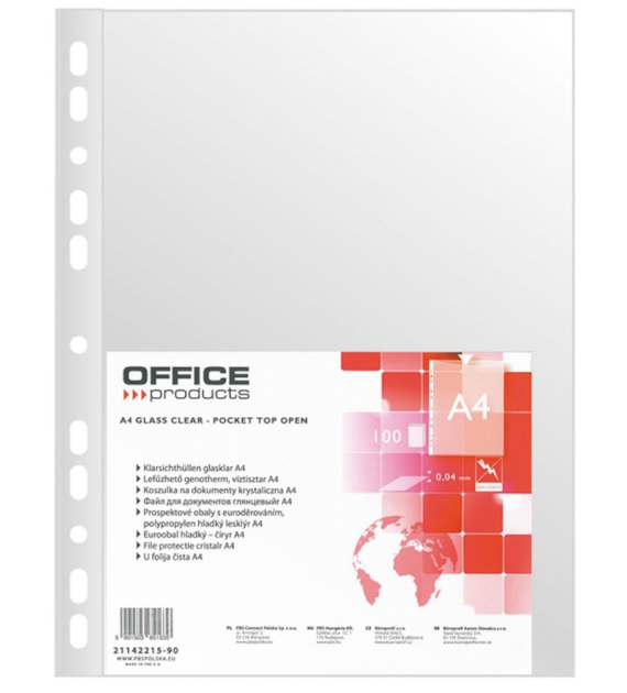 Koszulka Na Dokumenty Krystaliczna A4 40 mikr. opk. 100 szt.Office Products