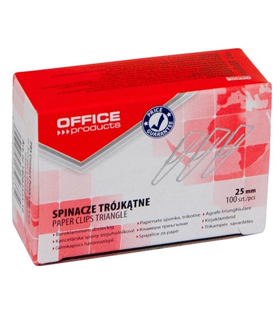 Spinacze Biurowe 25mm Trójkątne opk 100szt 18082525-19 Office Product