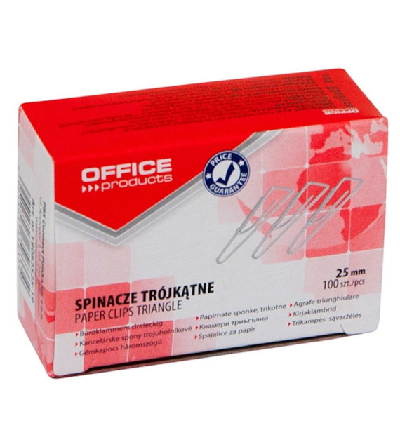 Spinacze Biurowe 25mm Trójkątne opk 100szt 18082525-19 Office Product