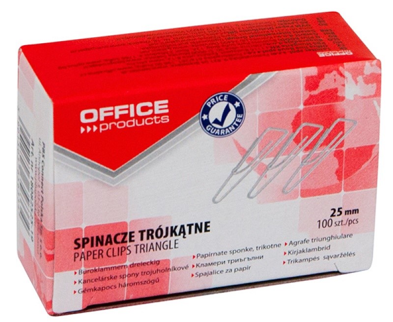 Spinacze Biurowe 25mm Trójkątne opk 100szt 18082525-19 Office Product