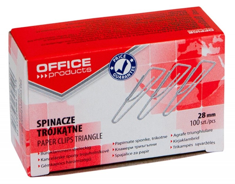 Spinacze Biurowe 28mm Trójkątne opk 100szt 18082825-19 Office Product