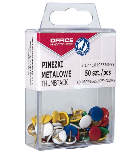 Pinezki Metalowe w Pudełku Plastikowym  Mix Kolorów opk 50szt 18195563-99 Office Products