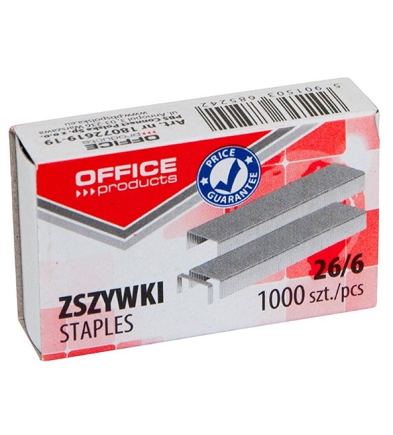 Zszywki 26/6 opk 1000szt 18072619-19 Office Products