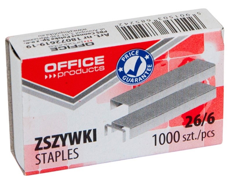 Zszywki 26/6 opk 1000szt 18072619-19 Office Products