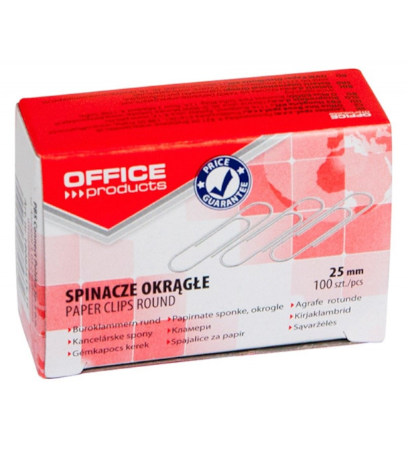 Spinacze Biurowe 25mm Okrągłe opk 100szt 18082515-19 Office Product