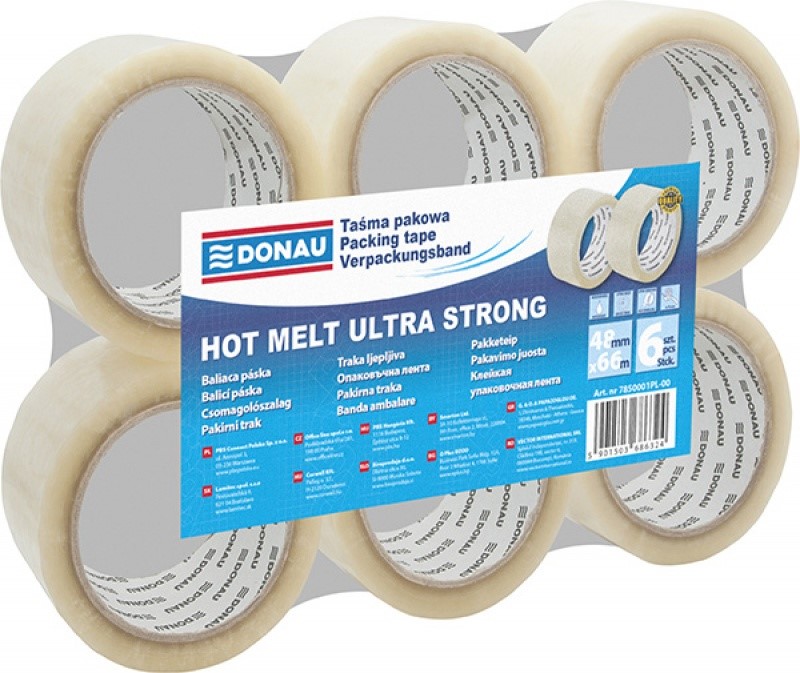 Taśma Pakowa Hot-Melt Przezroczysta 48mmx66m 7850001PL-00 Donau