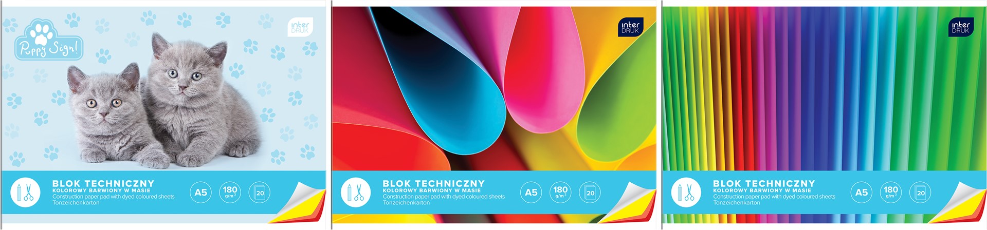 Blok Techniczny A4  Kolorowy 20k Barwiony w Masie 215949 Interdruk